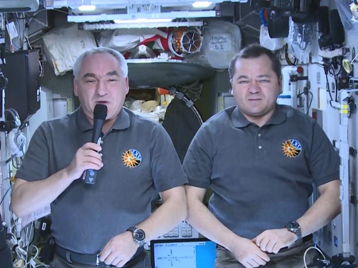 Российские космонавты поздравили белорусских учёных с орбиты МКС