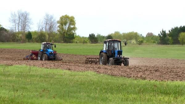 Farmers actively sowing spring crops