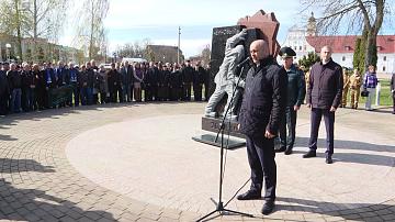 A memorial sign honoring the heroic liquidators of the Chernobyl disaster was unveiled in Orsha