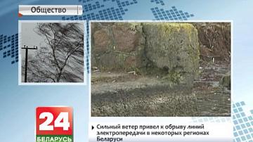 Моцны вецер прывёў да абрыву ліній электраперадачы ў некаторых рэгіёнах Беларусі