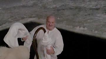 The President of Belarus took a dip in an ice hole on Epiphany